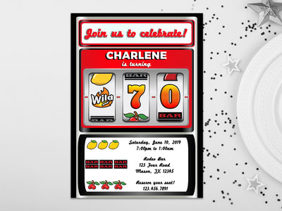 Slot Machine Birthday Invitations Adult