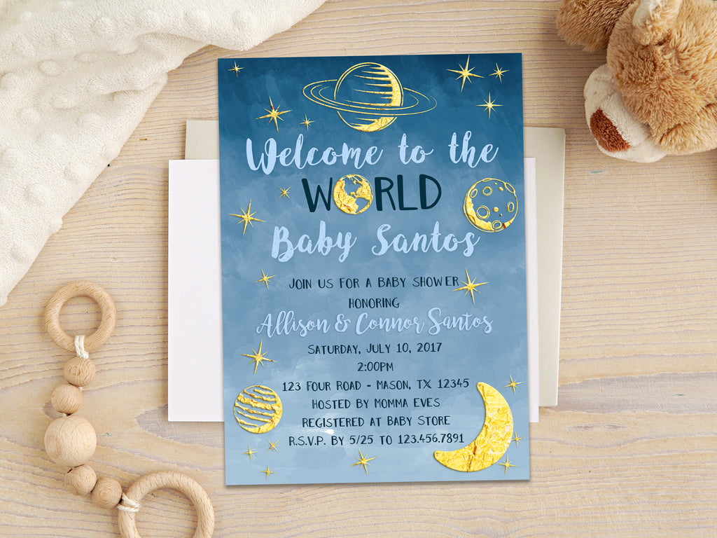 Outer Space Baby Shower Invitations Boy