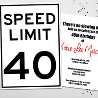 Any Age Speed Limit Sign Birthday Invitation