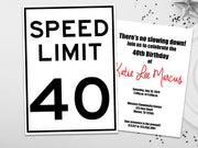 Any Age Speed Limit Sign Birthday Invitation