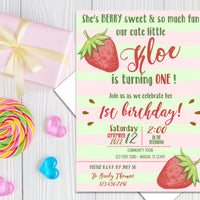 Strawberry Birthday Invitations