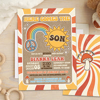 Here Comes The Son Baby Shower Invitations Retro Groovy