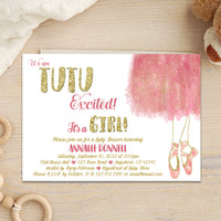 Tutu Excited Girl Baby Shower Invitation Ballet