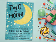TWO the Moon Birthday Invitations