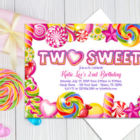 TWO Sweet 2nd Birthday Girl Invitations
