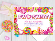 TWO Sweet 2nd Birthday Girl Invitations
