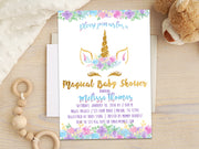 Unicorn Baby Shower Invitations Girl