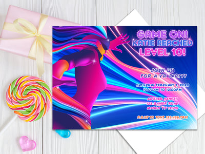 Girls Virtual Reality Gamer Birthday Invitations