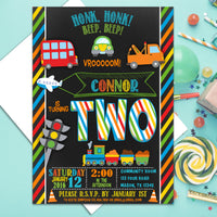 Transportation Birthday Invitation