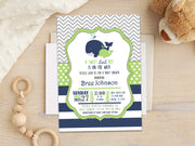 Lime Navy Whale Baby Shower Invitation
