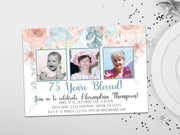 Blessed Floral Photo Birthday Invitations Women