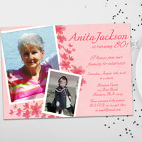 Pink Floral Birthday Invitation for Women Photo
