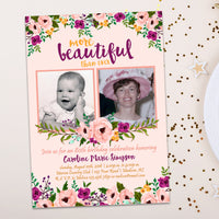 Pink Floral Woman Birthday Invitations