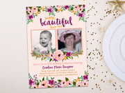 Pink Floral Woman Birthday Invitations