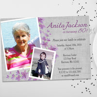 Floral Purple Birthday Invitation for Women