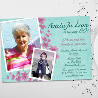 Blue Floral Birthday Invitation for Women