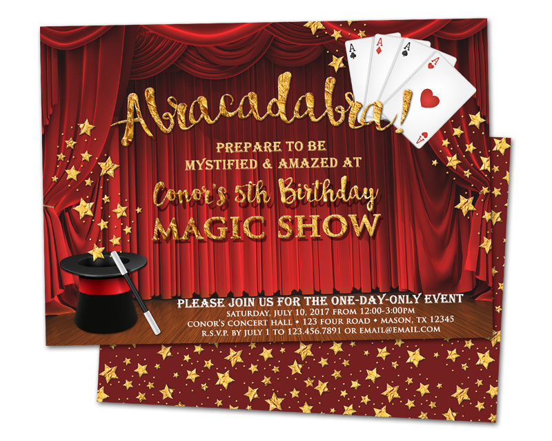 Magic Show Birthday Party Invitations