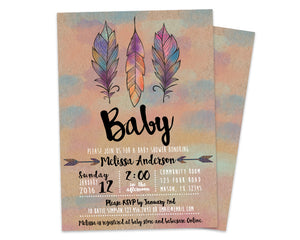 Feather baby best sale shower invitations