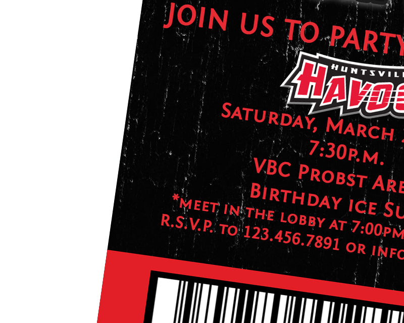 Huntsville Havoc Birthday Ticket Invitations Party Print Express