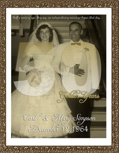 Vertical 50th Wedding Anniversary Photo Print