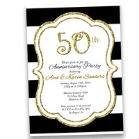 Black and Gold 50th Wedding Anniversary Invitation