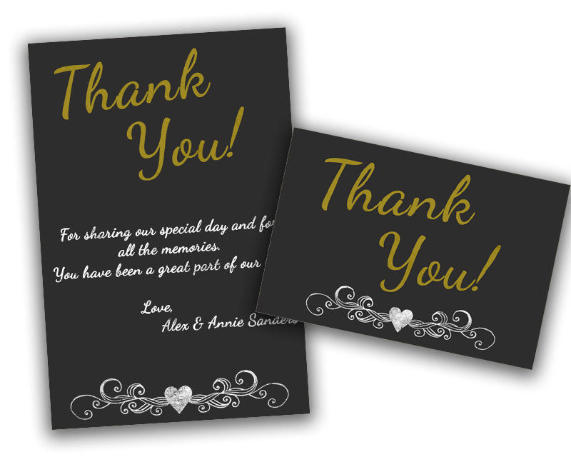 50th Wedding Anniversary Black Thank You Cards | Party Print Express 50th-wedding-anniversary-black-thank-you-cards-party-print-express