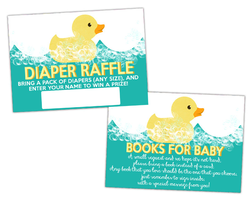 Rubber Ducky Baby Shower Diaper Raffle Tickets or Books for Baby