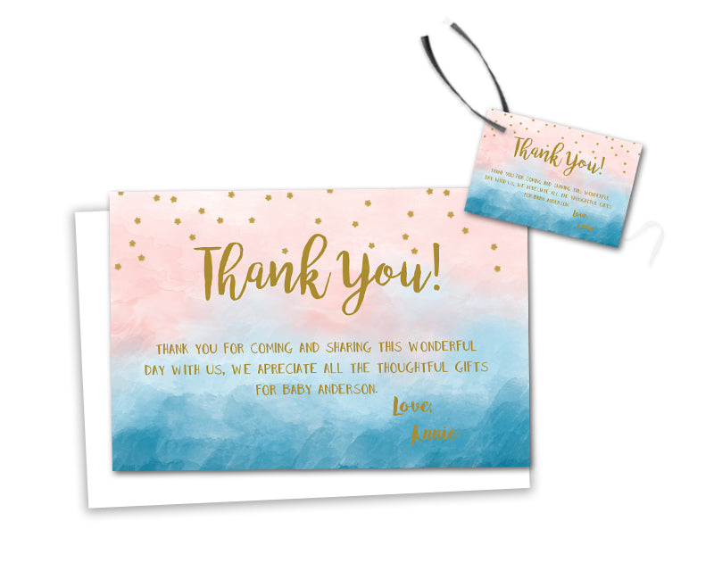 Twinkle Twinkle Baby Shower Thank You Cards OR Party Tags Party