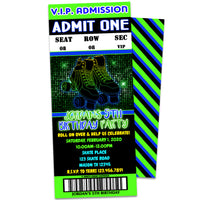 Boys Neon Roller Skating Party Ticket Invitations