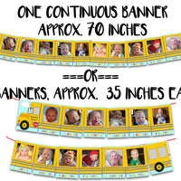 12 Month Bus 1st Birthday Photo Banner Round and Round