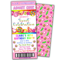 Pink Candyland Birthday Ticket Invitations