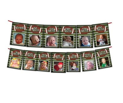 Football 1st Birthday Banner 12 Month Milestone