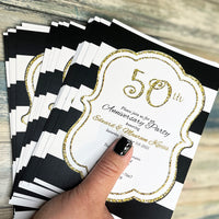 Black and Gold 50th Wedding Anniversary Invitation