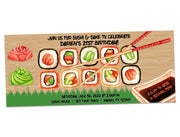 Kids Sushi Board Party Invitations