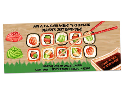 Kids Sushi Board Party Invitations