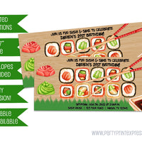 Kids Sushi Board Party Invitations