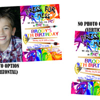Rainbow Painting Birthday Party Invitations