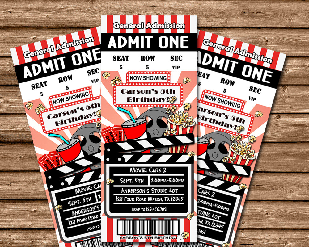 Movie Ticket Invitations