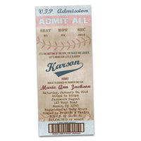 Vintage Baseball Baby Shower Invitations Boy Ticket