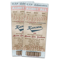 Vintage Baseball Baby Shower Invitations Boy Ticket