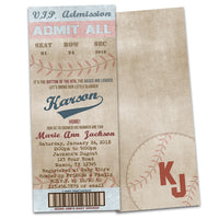 Vintage Baseball Baby Shower Invitations Boy Ticket