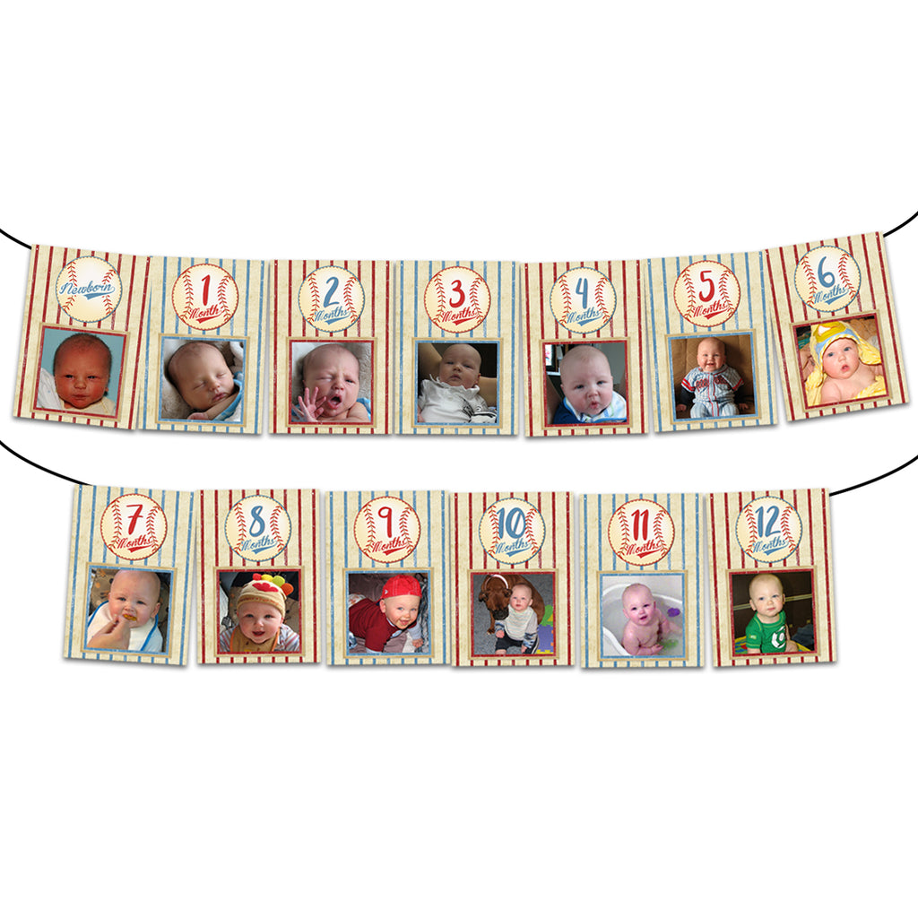 Baseball 1st Birthday Photo Banner
