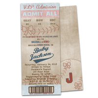 Baseball Gender Reveal Baby Shower Invitations Ticket