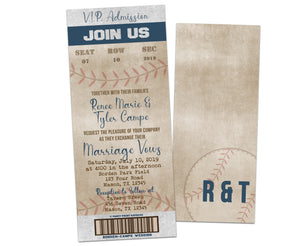 Vintage Baseball Wedding Invitations Tickets
