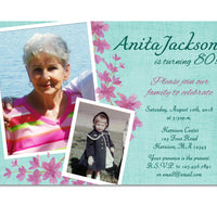 Blue Floral Birthday Invitation for Women