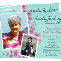 Blue Floral Birthday Invitation for Women