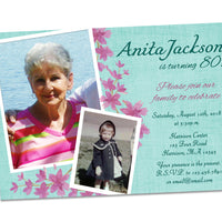 Blue Floral Birthday Invitation for Women