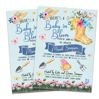 Blue Boys Baby in Bloom Shower Invitations