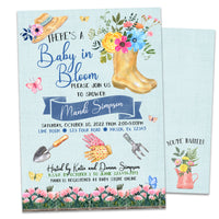 Blue Boys Baby in Bloom Shower Invitations