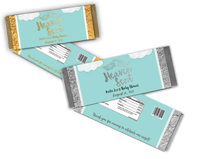 Blue Heaven Sent Baby Shower Candy Bar Wrappers